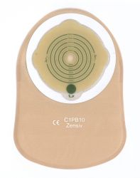 ZenSiv Plaster+Hydrocoloid viendaļīgs griežams kolostomas maisiņš ar filtru un apskates logu 10-60mm 