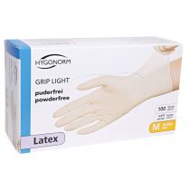 Latex Gloves Grip Light Hygonorm, powder-free, non-sterile, pack of 100