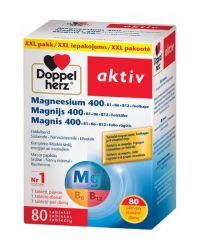 Doppelherz Aktiv Magnijs 400+B6+B12+B1+Folskābe tabletes Nr.80