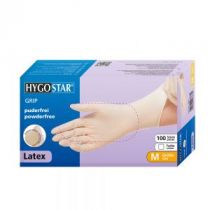 Cimdi Lateksa Grip Light Hygonorm bez pūdera, nesterili, balti, N100